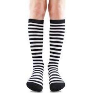 White and Black Long Striped Socks
